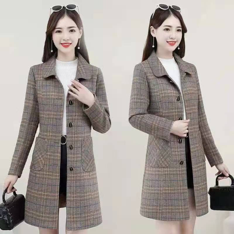 Middle-aged Mother Ladies Autumn Clothes Plaid Woolen Coat Viral Finds Hub