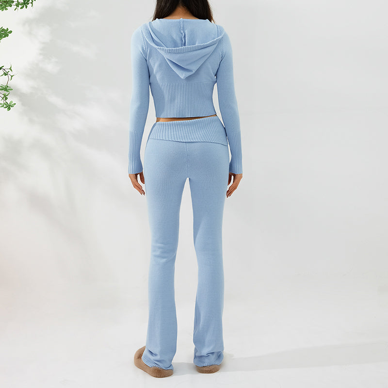 Hoodie Suit Sports Leisure Sexy Zip Long Sleeve Sweater And High Waist Long Pants Set Women's Clothing Viral Finds Hub