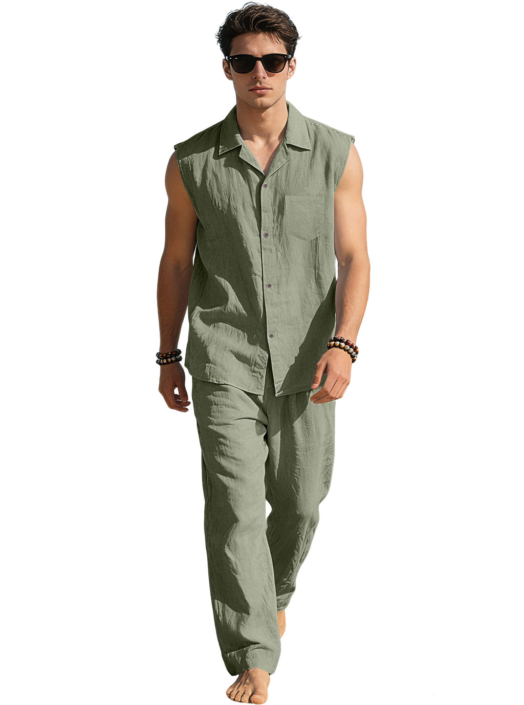 Men's Thin Sleeveless Shirt Casual Sports Suit Viral Finds Hub