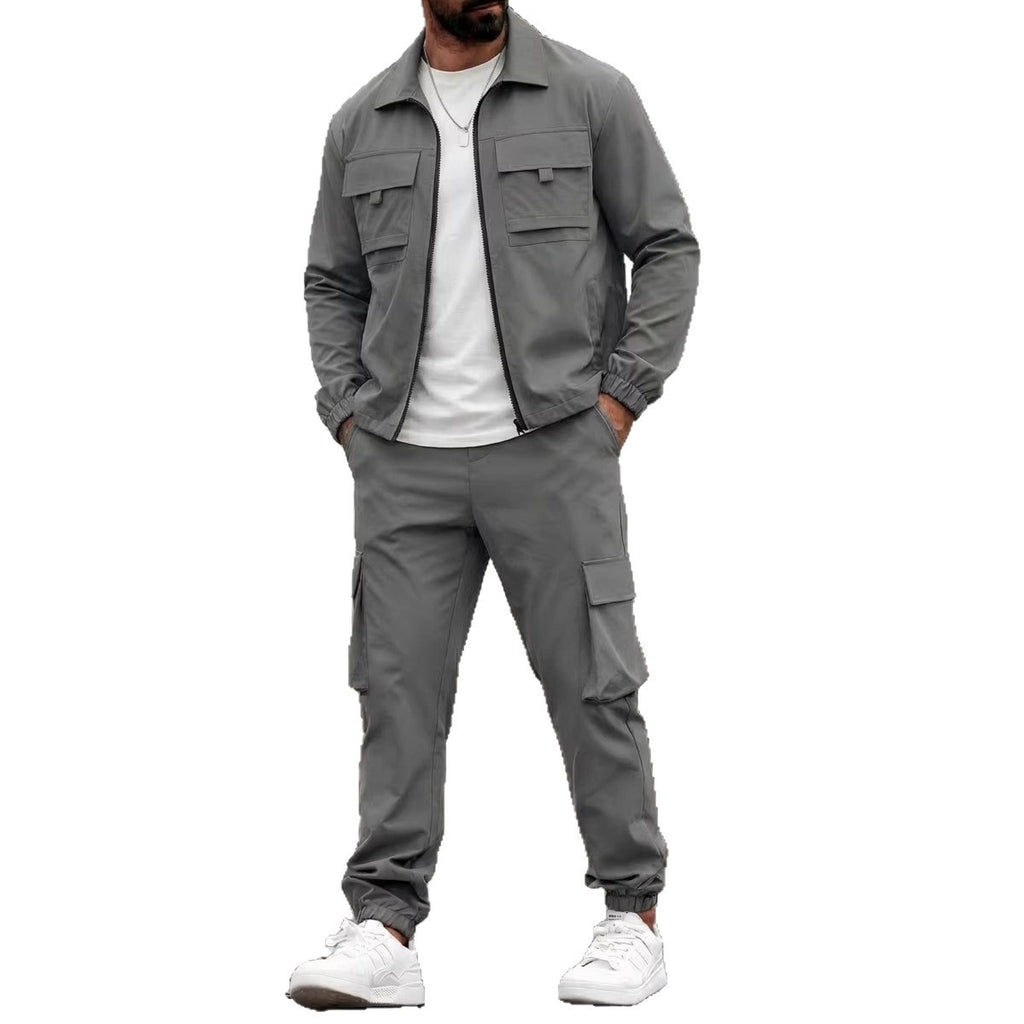 Mens Long-Sleeve Zip-Up Top And Pants Casual Workwear Set Viral Finds Hub
