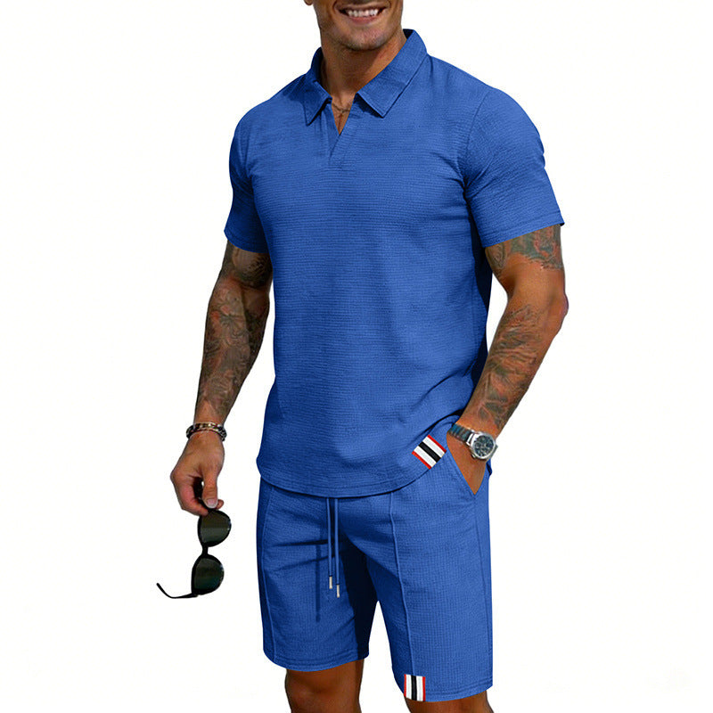 Men's Simple Casual Short-Sleeve Top And Shorts Set Viral Finds Hub