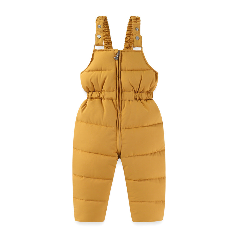 Windproof Waterproof Boys And Girls Big Fur Collar Ski Cotton-padded Overalls Suit Viral Finds Hub