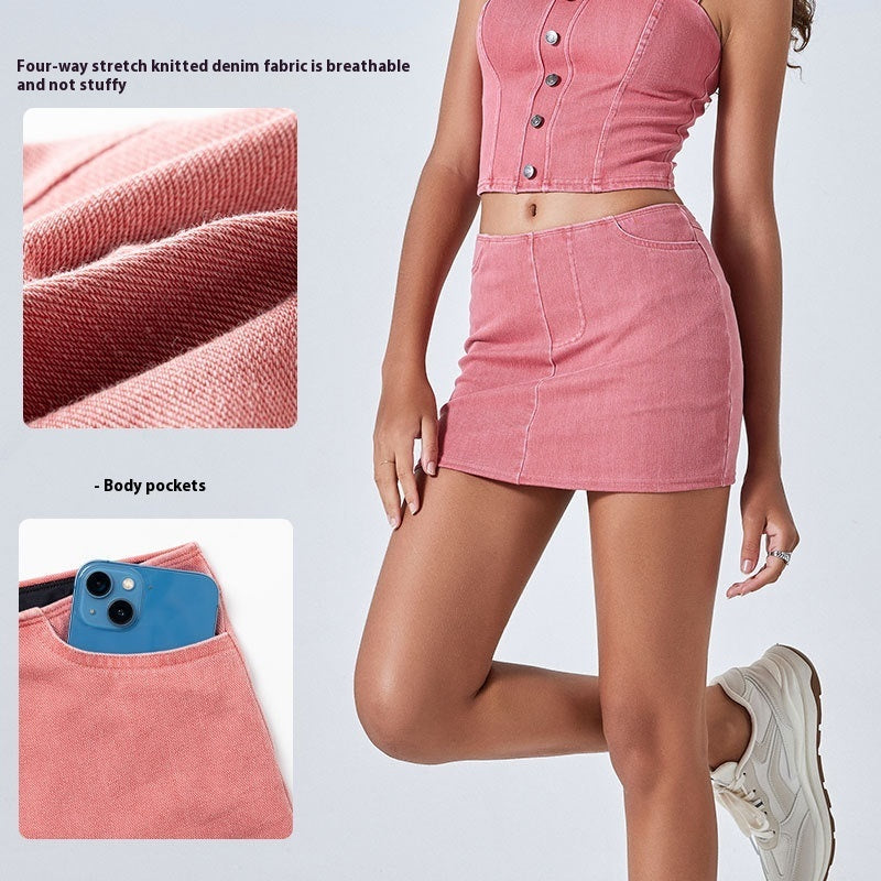 Spring And Summer New Color High Waist Denim Yoga Skirts Viral Finds Hub