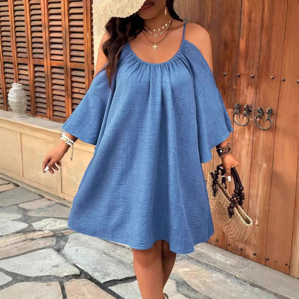 Ruched Off-Shoulder And Backless Design Womens Fashionable Plus-Size Dress Viral Finds Hub
