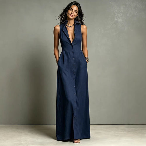 Casual Cotton Linen Bag-Sleeveless Solid Color Dress Viral Finds Hub