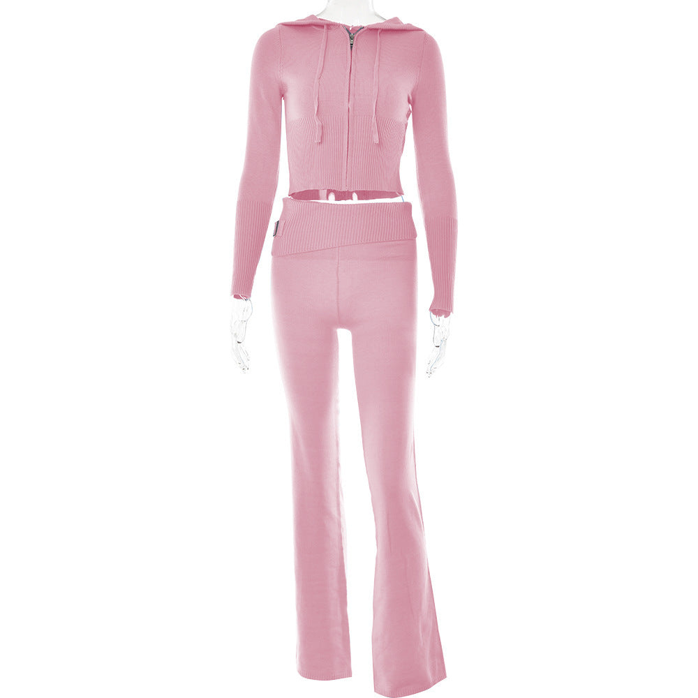 Hoodie Suit Sports Leisure Sexy Zip Long Sleeve Sweater And High Waist Long Pants Set Women's Clothing Viral Finds Hub