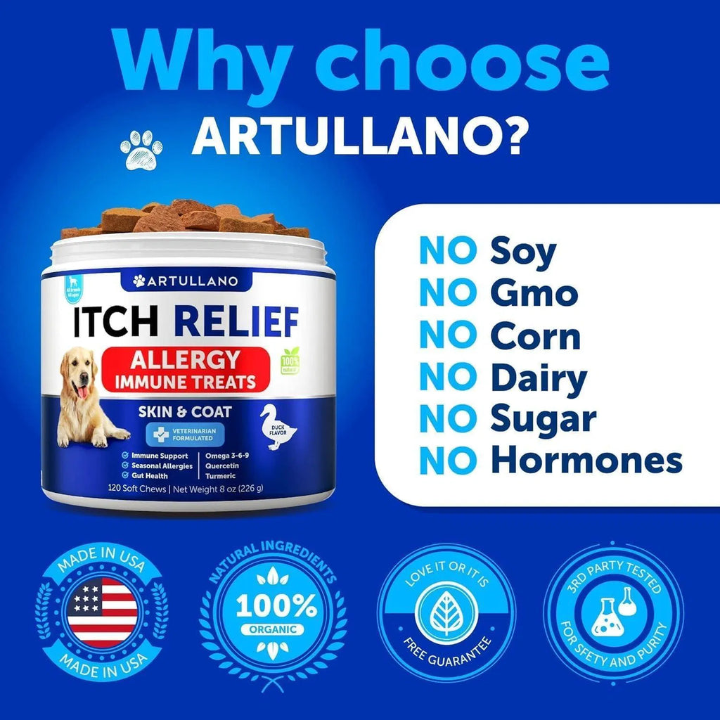 Dog Allergy Relief Chews Itching Skin Relief For Dogs Fish Oil 3 Seasonal Allergies Pills Skin & Coat Anti ItchHot Spots Treatment Canine Immune Health Supplement 120 Soft Treats Viral Finds Hub