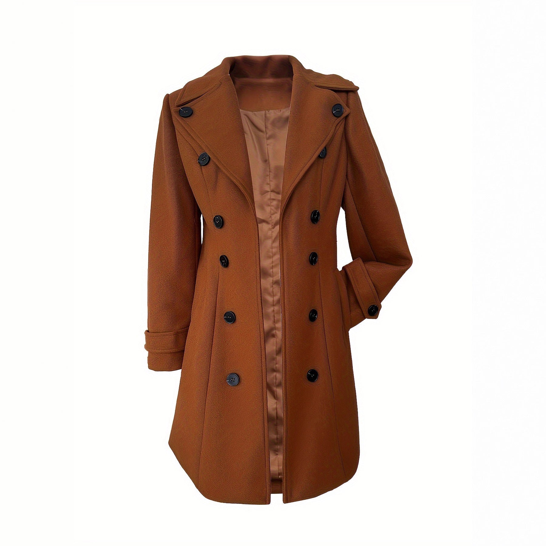 European And American Elegant Women's Solid Color Double Breasted Woolen Coat Viral Finds Hub