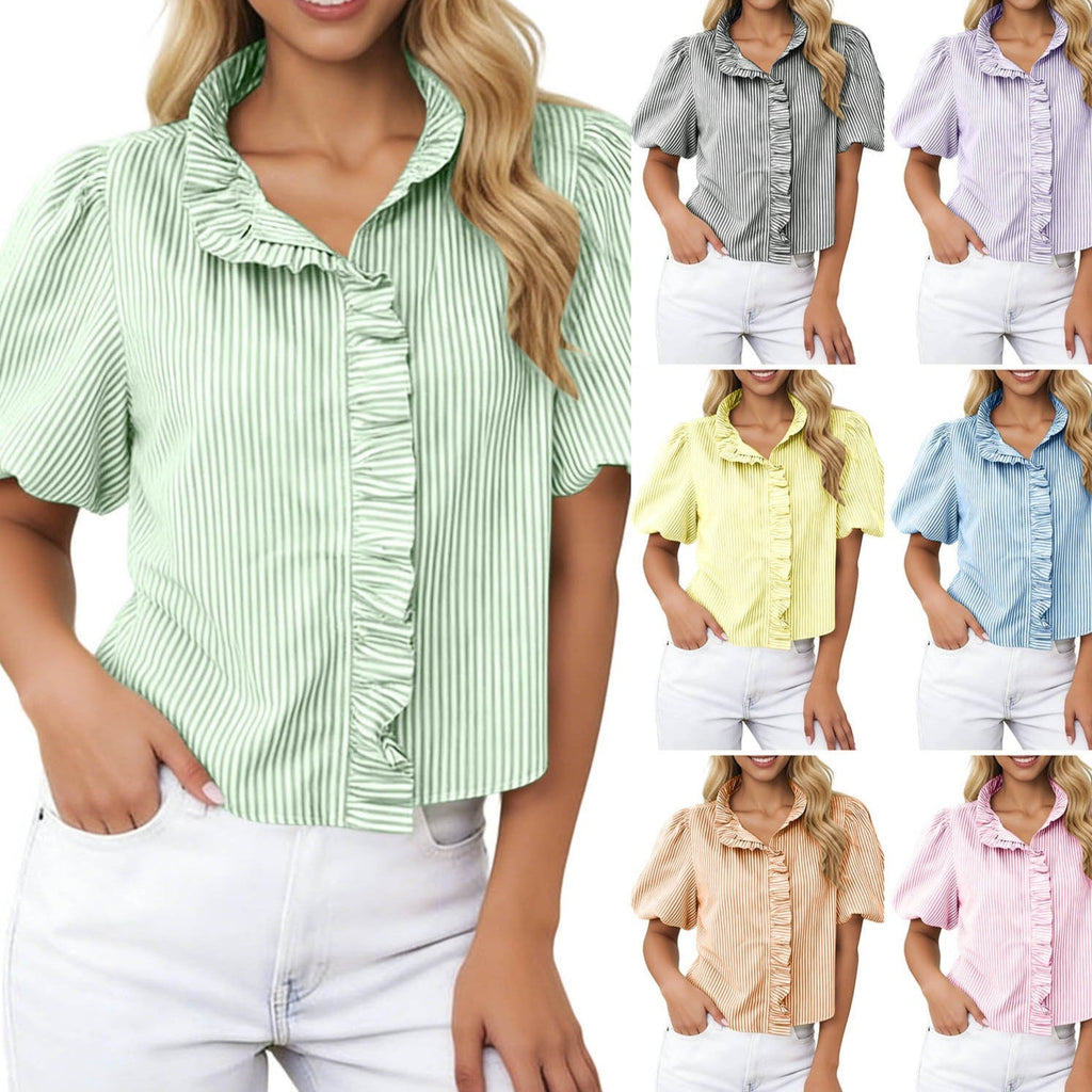 Striped Casual Yarn-Dyed Shirt For Women Viral Finds Hub