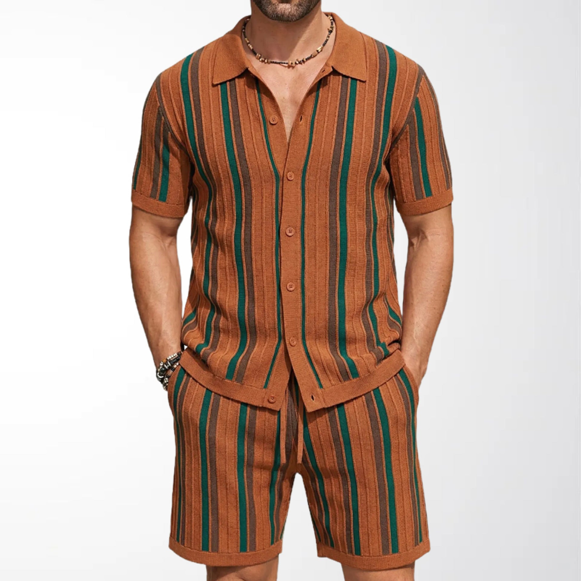 Men's Casual Short-Sleeve Knitted Two-Piece Set Viral Finds Hub