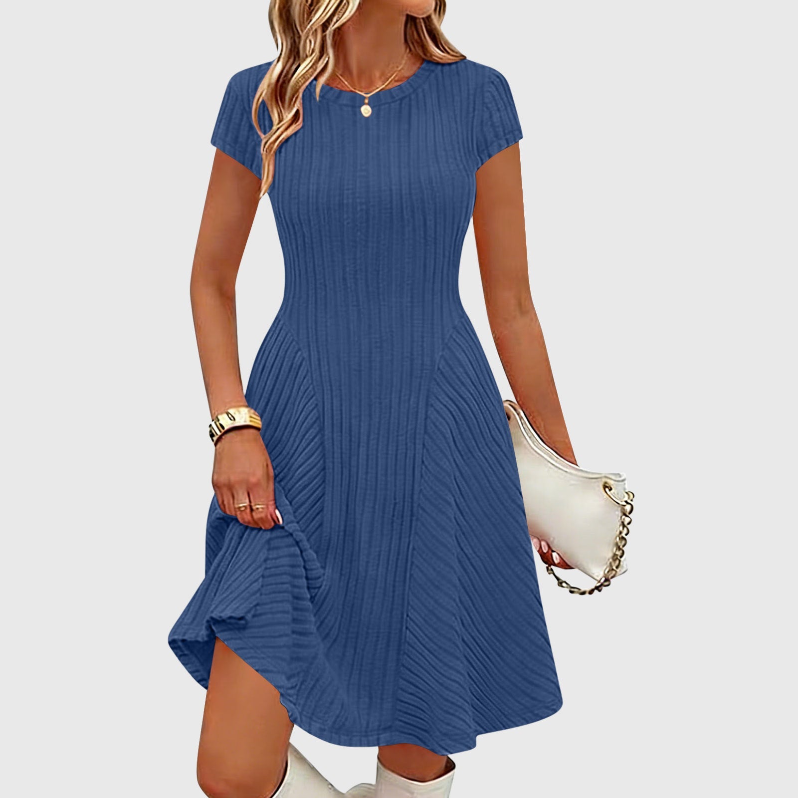 Irregularly Brushed Ribbed Solid-color Dress Viral Finds Hub
