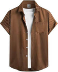 Striped And Solid-color Short-sleeve Shirt-cardigan Viral Finds Hub