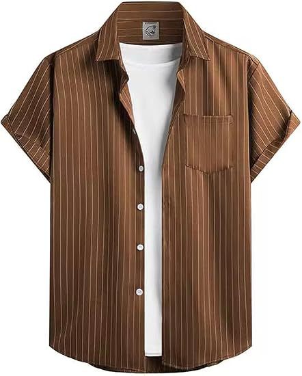 Striped And Solid-color Short-sleeve Shirt-cardigan Viral Finds Hub