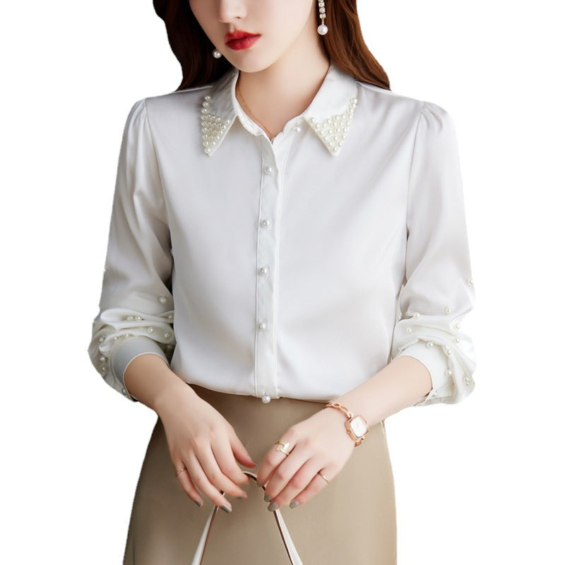 Beaded Long-sleeve Lapel Cardigan Shirt Viral Finds Hub
