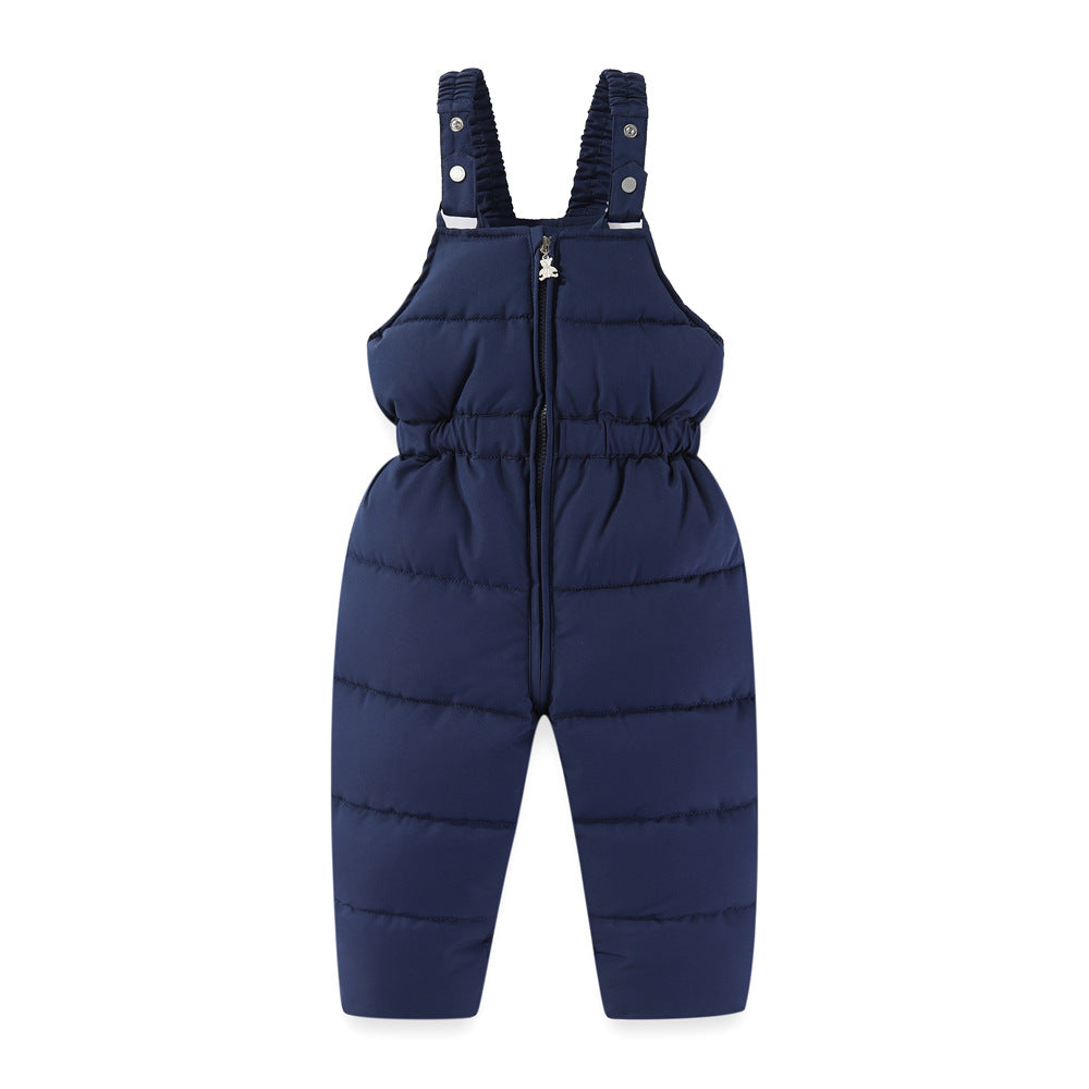 Windproof Waterproof Boys And Girls Big Fur Collar Ski Cotton-padded Overalls Suit Viral Finds Hub