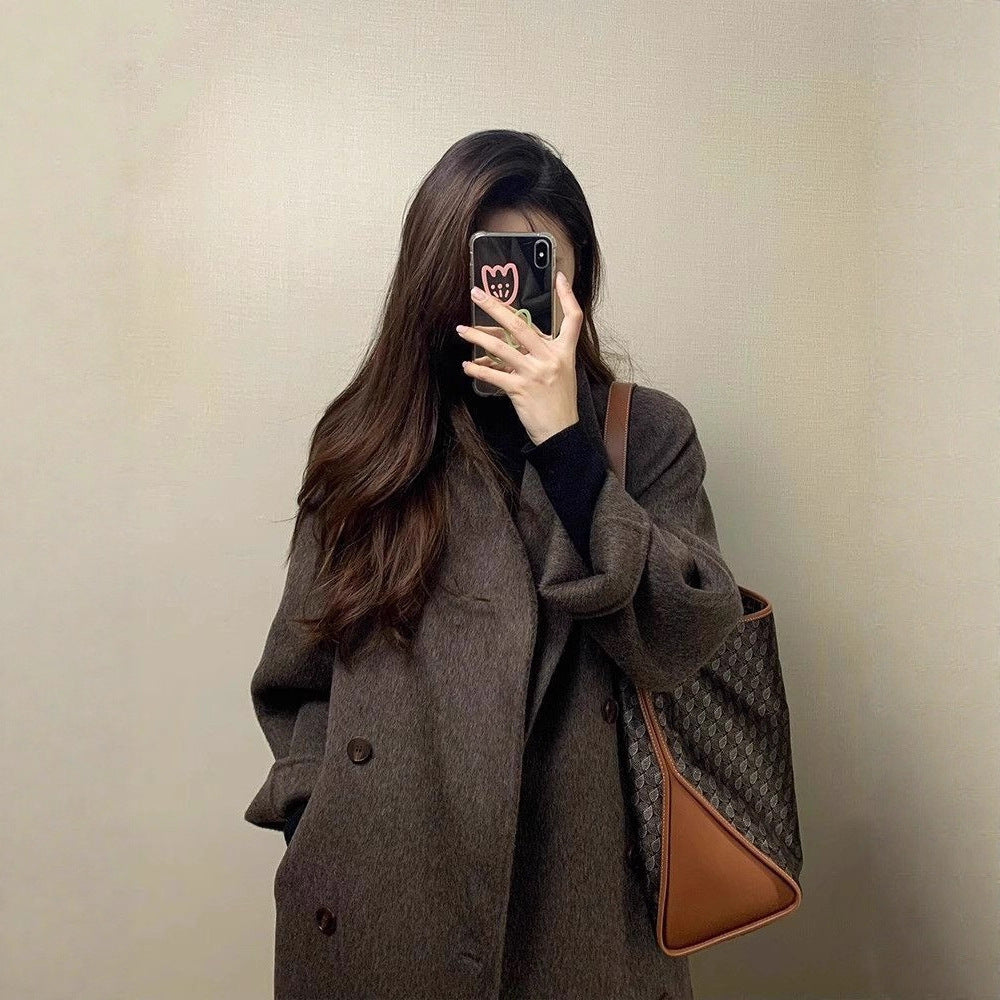 Women's Thickened Knee-length Mid-long Korean-style Wool Coat Viral Finds Hub