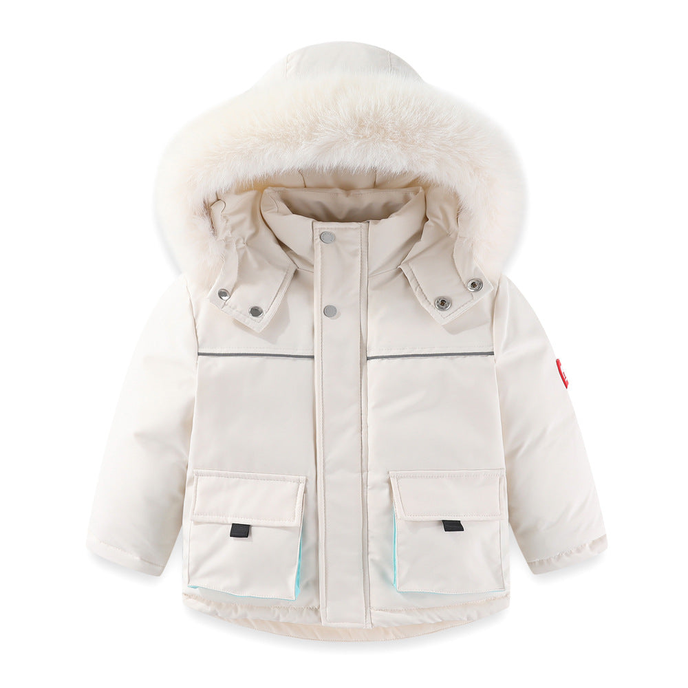 Windproof Waterproof Boys And Girls Big Fur Collar Ski Cotton-padded Overalls Suit Viral Finds Hub