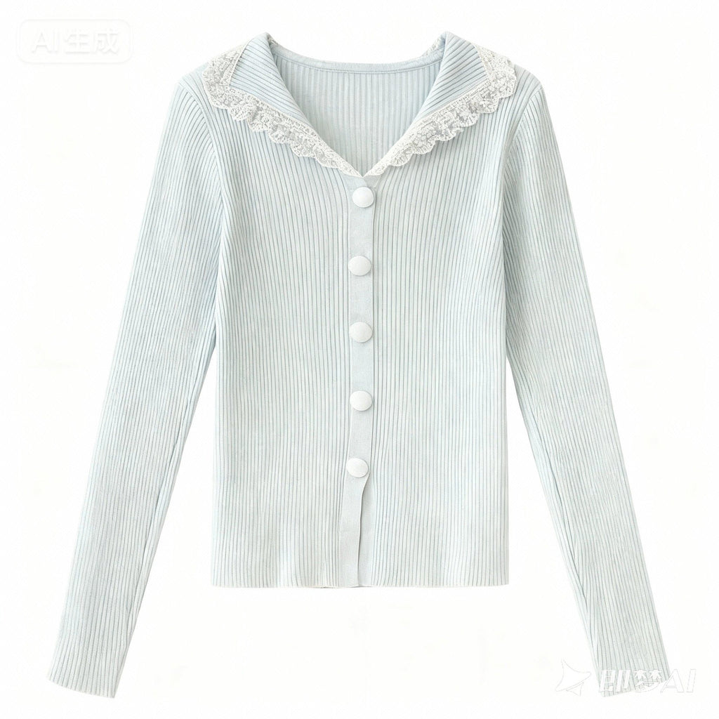 Gentle-style Lace Doll-collar Knit Sweater Viral Finds Hub