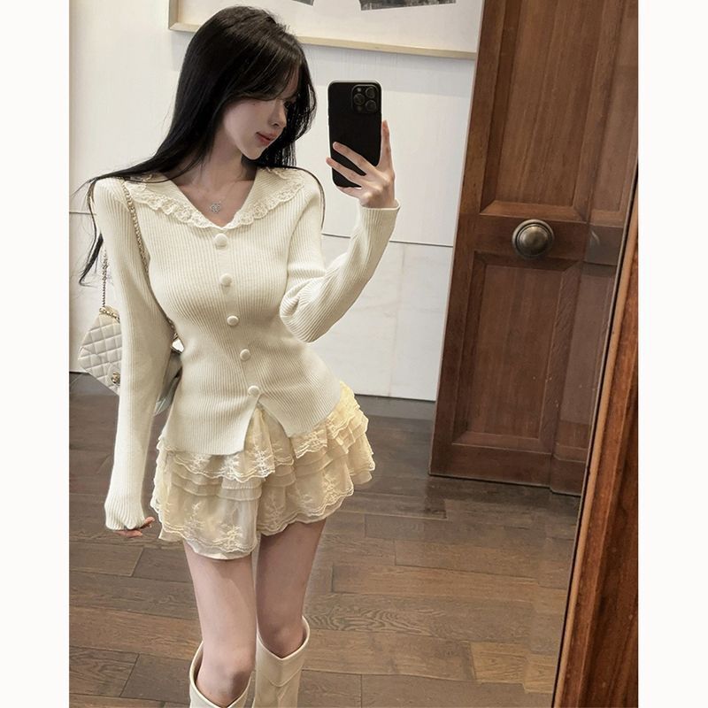 Gentle-style Lace Doll-collar Knit Sweater Viral Finds Hub