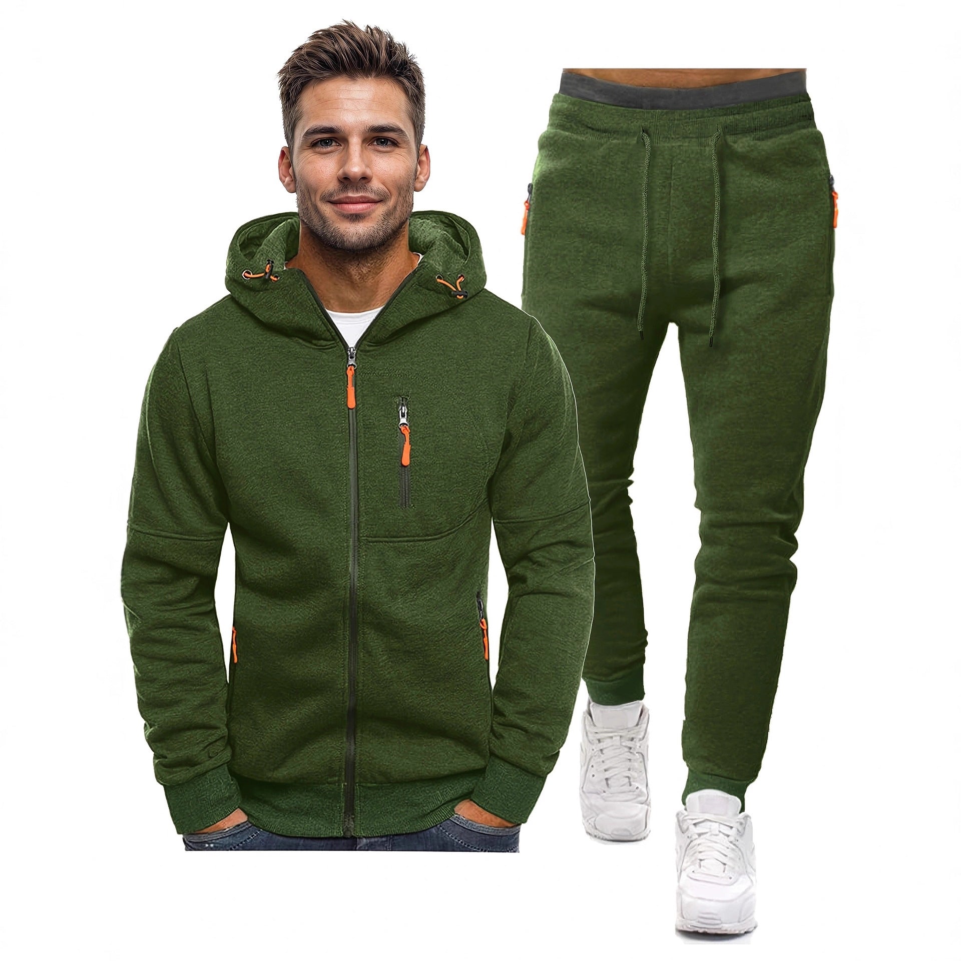 Zippered-pocket Hoodie And Pants Set Relaxed Fit Viral Finds Hub