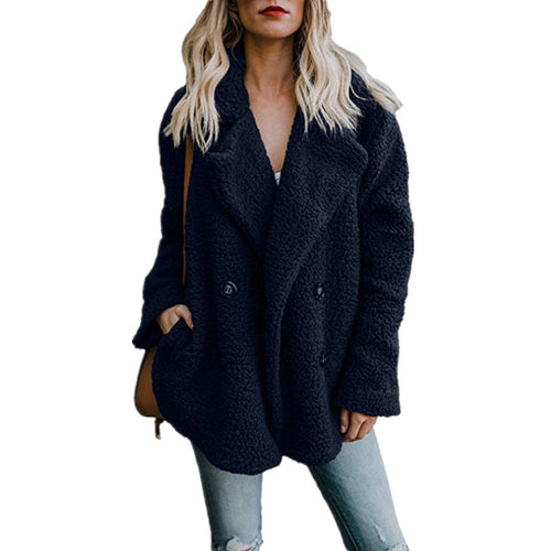 Autumn And Winter Women's Plush Button Lapels Pocket Coat Shirt Viral Finds Hub