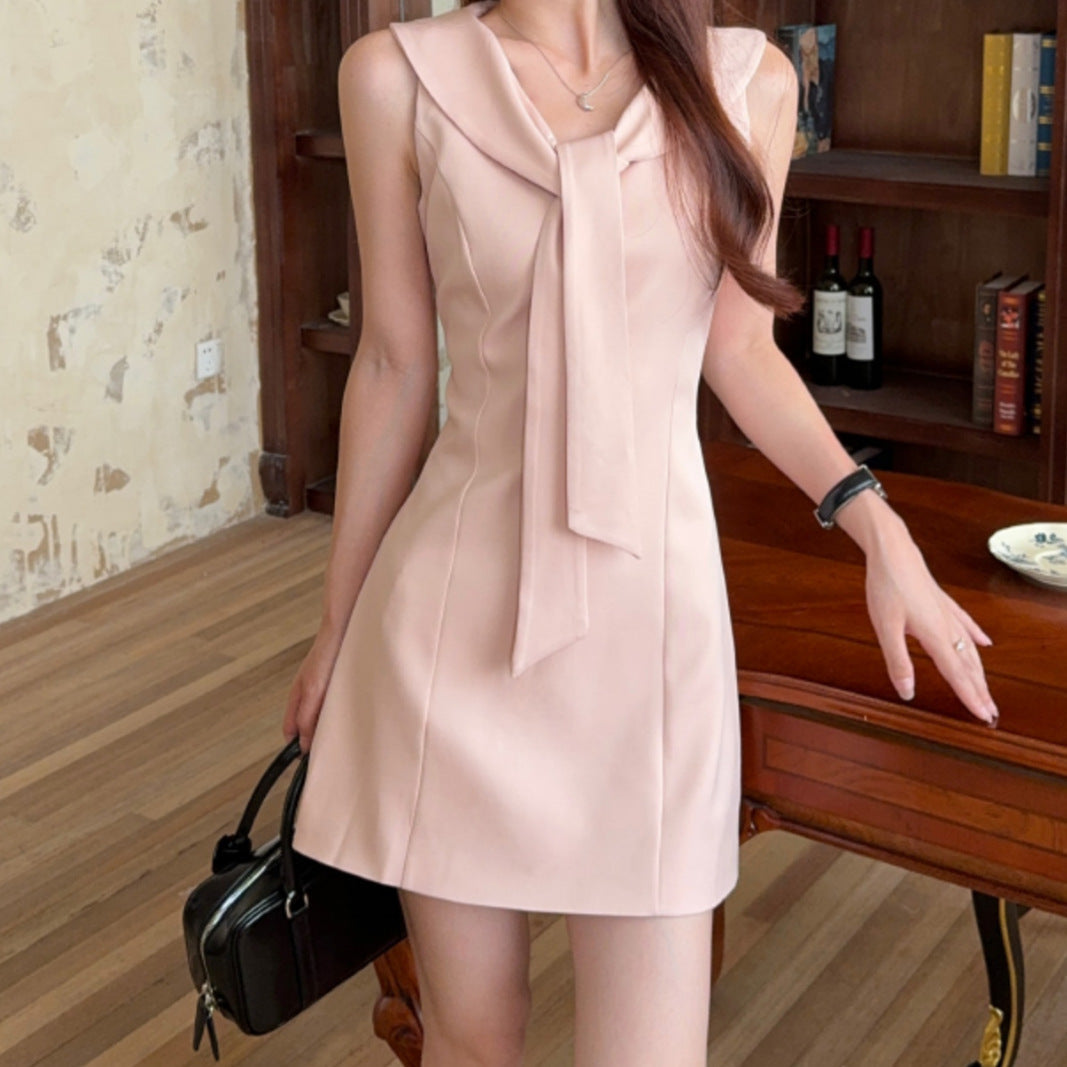Womens Solid-Colored Versatile French Girly Style Tank Dress Viral Finds Hub