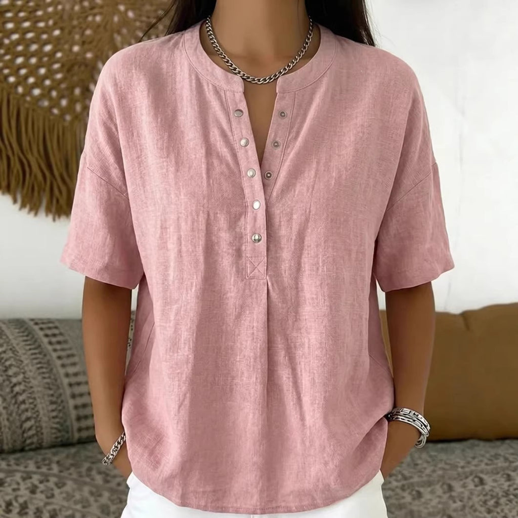 Solid Color Casual Pullover Short-Sleeve Shirt For Women Viral Finds Hub