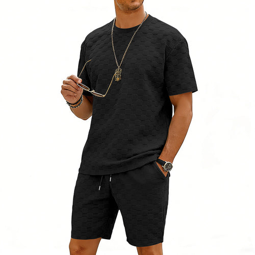 Checkered Mens Short-sleeve T-shirt And Casual Shorts Set Viral Finds Hub