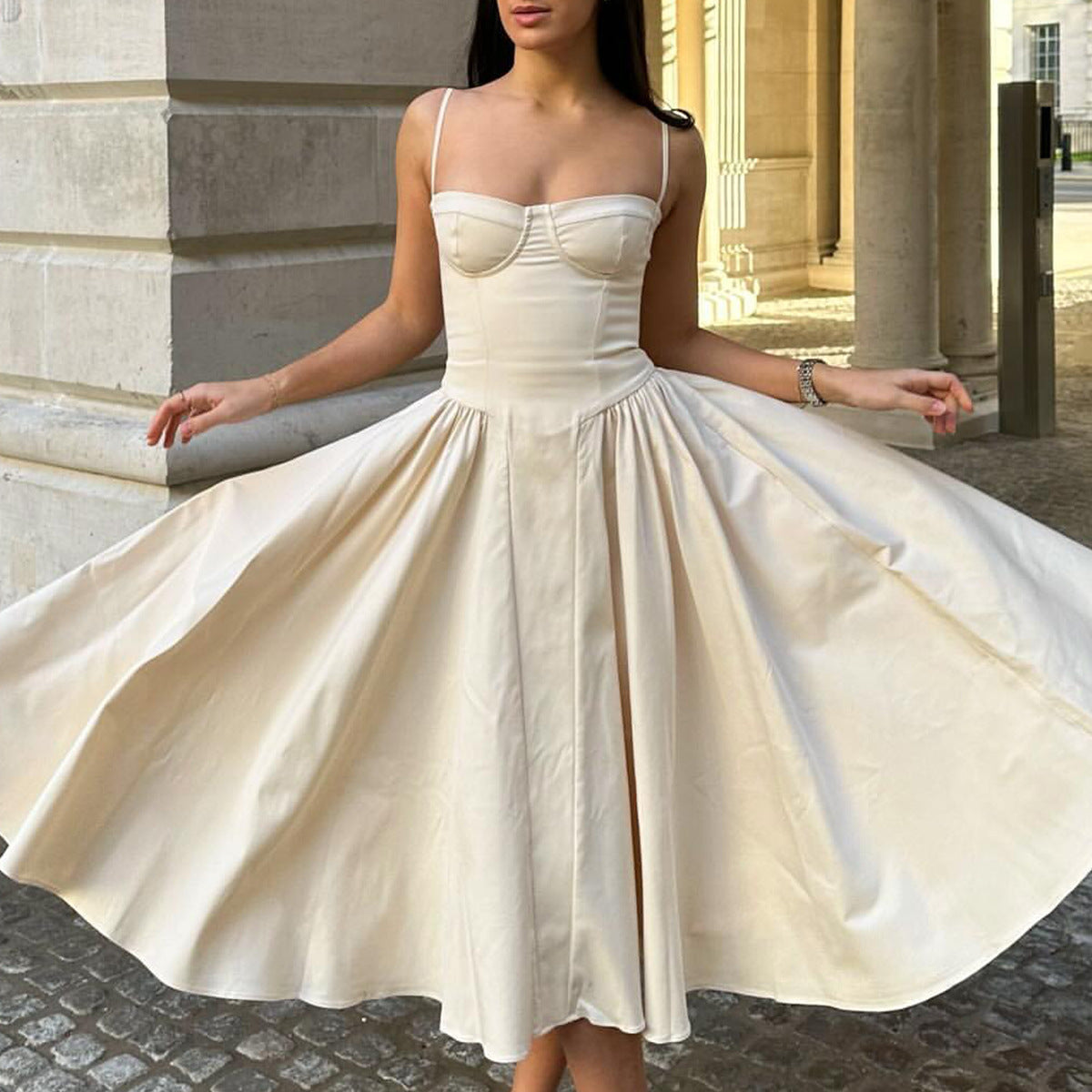 Spicy Sexy V-Neck Slip Dress With Waist-Cinching Design, Slimming Backless Style For Women Viral Finds Hub