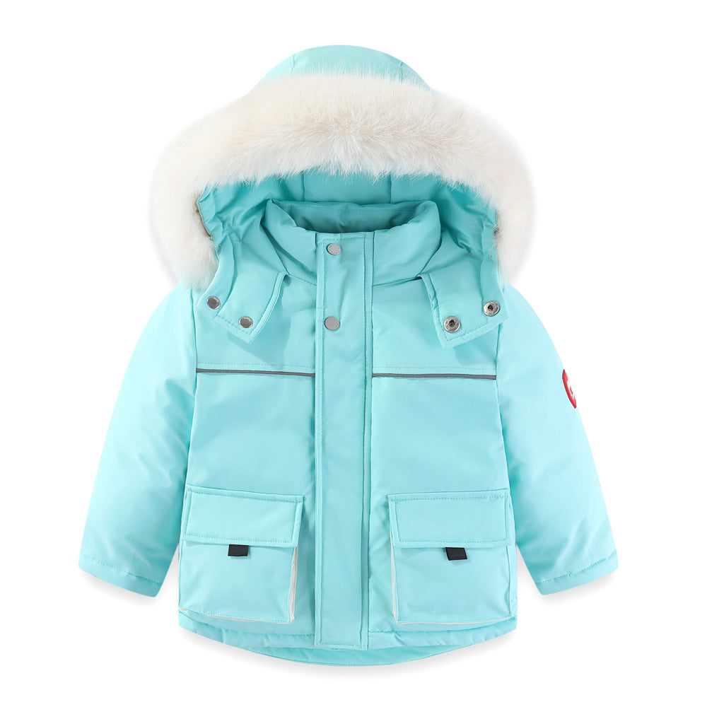 Windproof Waterproof Boys And Girls Big Fur Collar Ski Cotton-padded Overalls Suit Viral Finds Hub