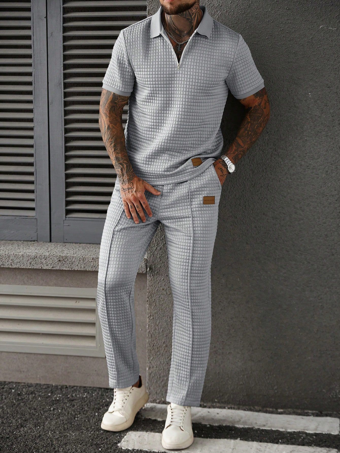 Casual Zip-Up Polo Shirt Top And Pants Two-Piece Set Viral Finds Hub