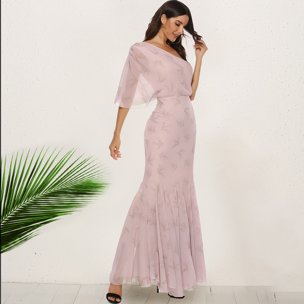 Bohemian Slant Shoulder Fishtail Gown Long Dress For Women Viral Finds Hub