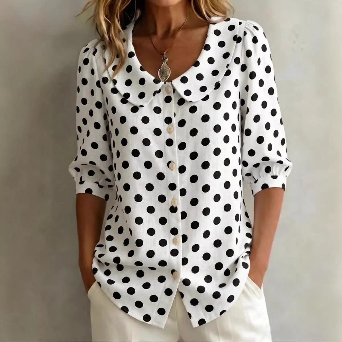Retro Polka Dot Pattern Womens Shirt Viral Finds Hub