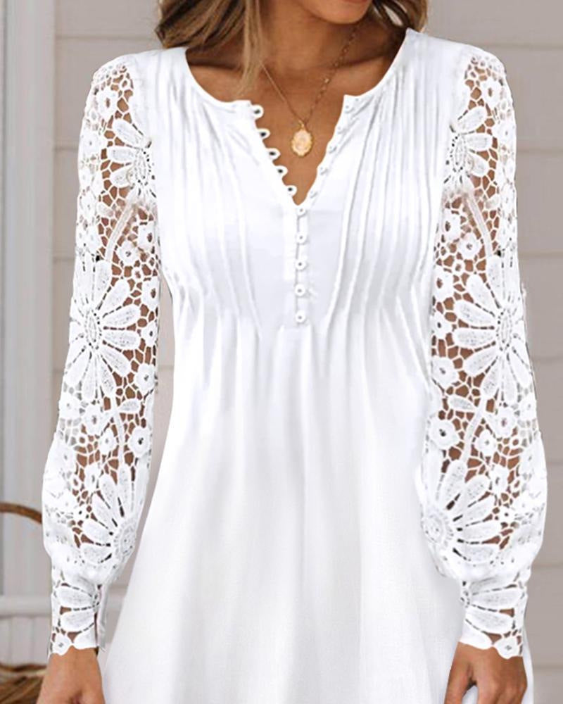 Women's Fashionable Elegant Lace Long Sleeve Dress Viral Finds Hub