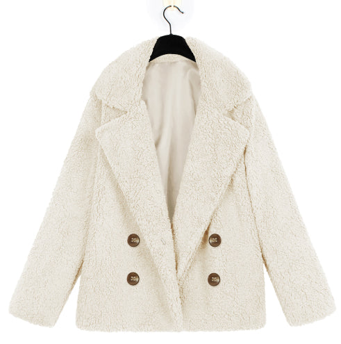 Autumn And Winter Women's Plush Button Lapels Pocket Coat Shirt Viral Finds Hub