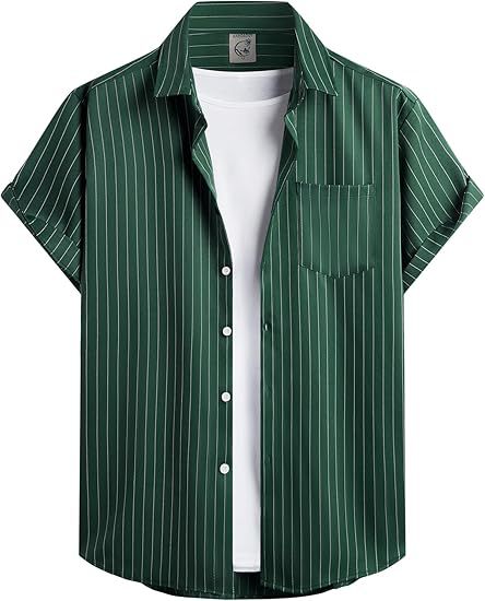 Striped And Solid-color Short-sleeve Shirt-cardigan Viral Finds Hub