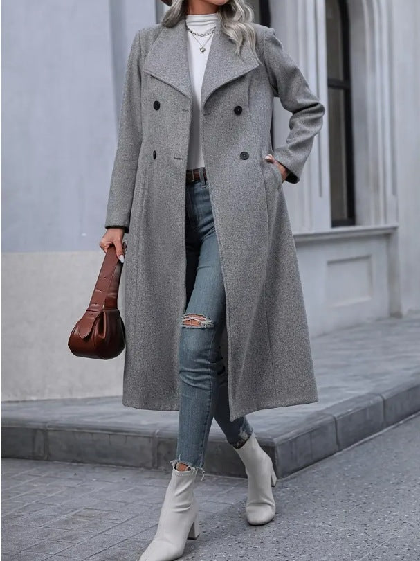 Woolen Long Slim-fit Women's Coat Viral Finds Hub