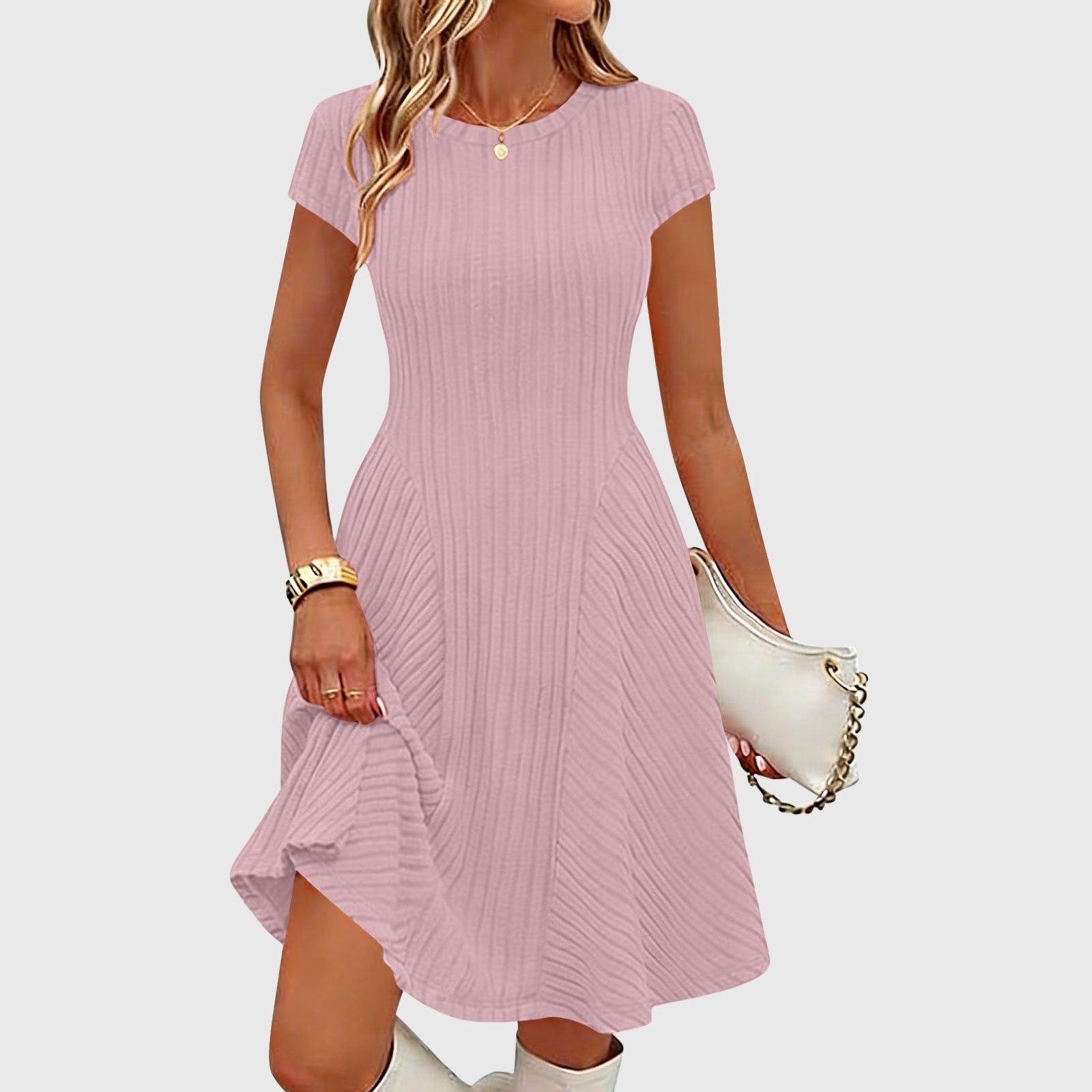 Irregularly Brushed Ribbed Solid-color Dress Viral Finds Hub