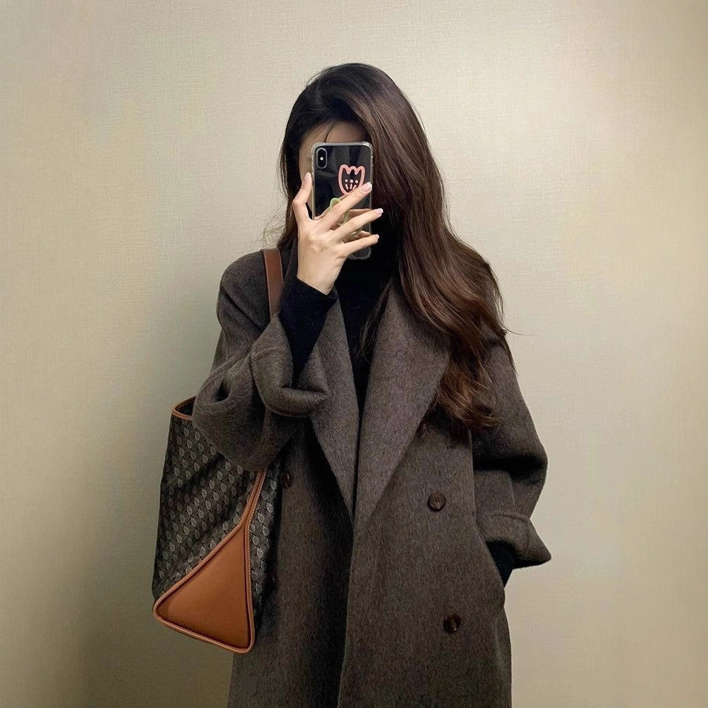 Women's Thickened Knee-length Mid-long Korean-style Wool Coat Viral Finds Hub