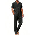 American-style Vintage Short-sleeve Shirt And Casual Trousers Two-piece Set Viral Finds Hub