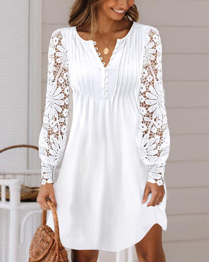 Women's Fashionable Elegant Lace Long Sleeve Dress Viral Finds Hub