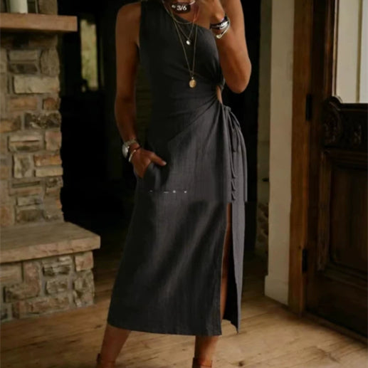 Casual Loose-fitting Cotton Sleeveless Split Dress Viral Finds Hub