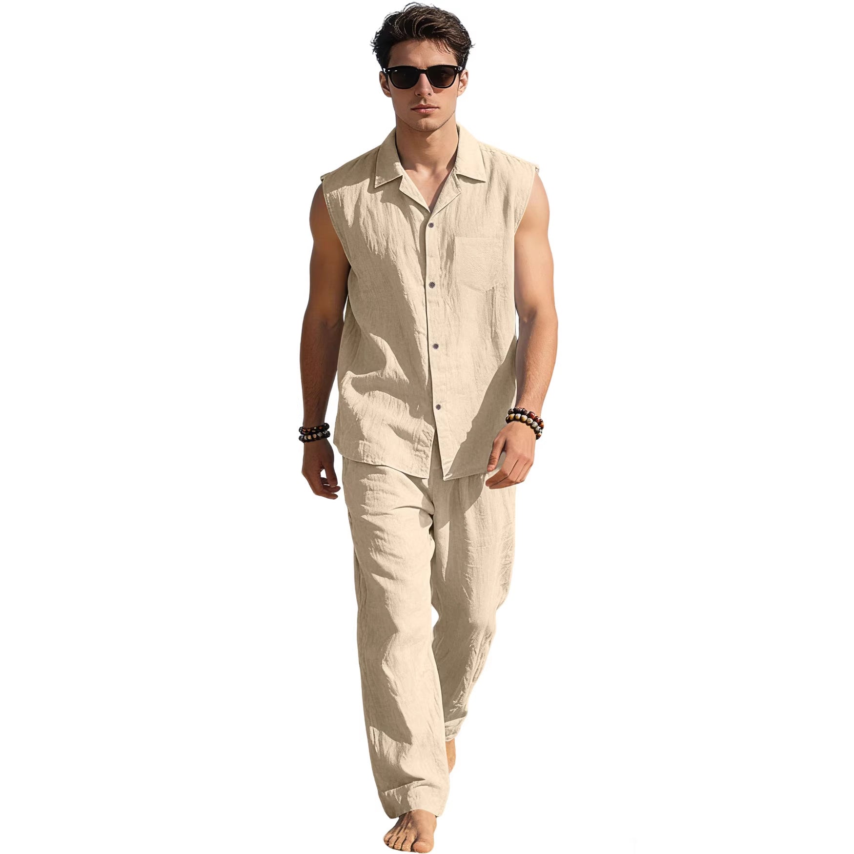 Men's Thin Sleeveless Shirt Casual Sports Suit Viral Finds Hub
