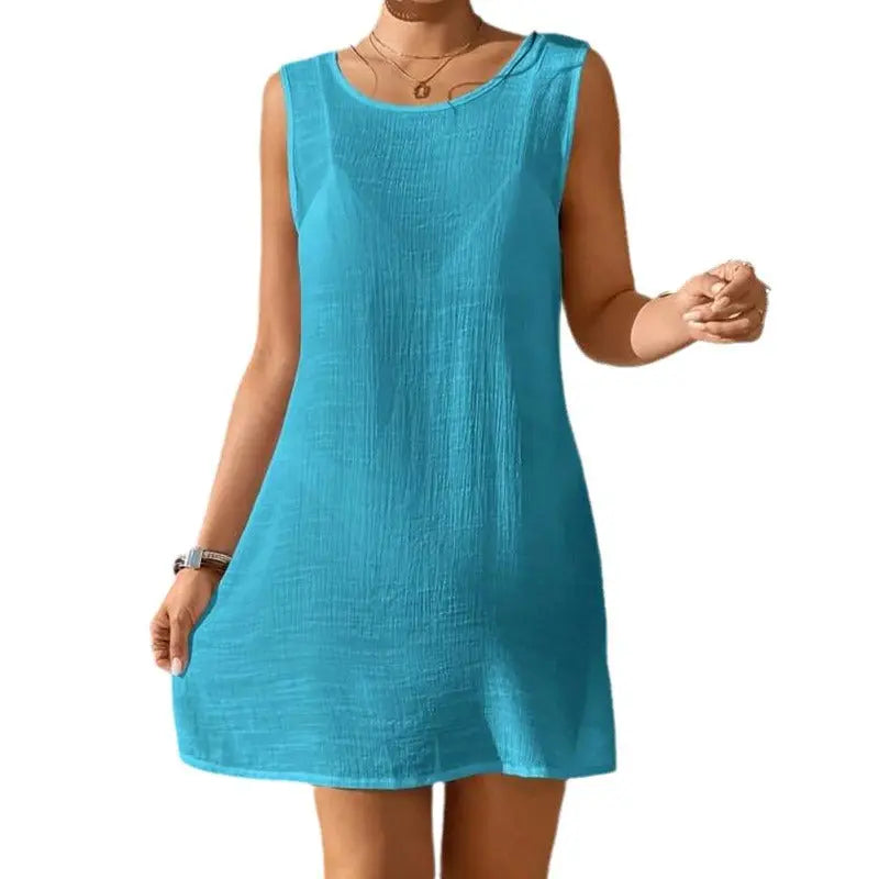 European And American Summer Beach Dress Women's Solid Color Viral Finds Hub