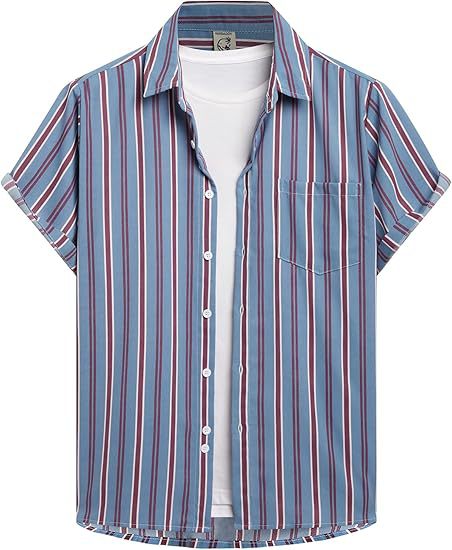 Striped And Solid-color Short-sleeve Shirt-cardigan Viral Finds Hub