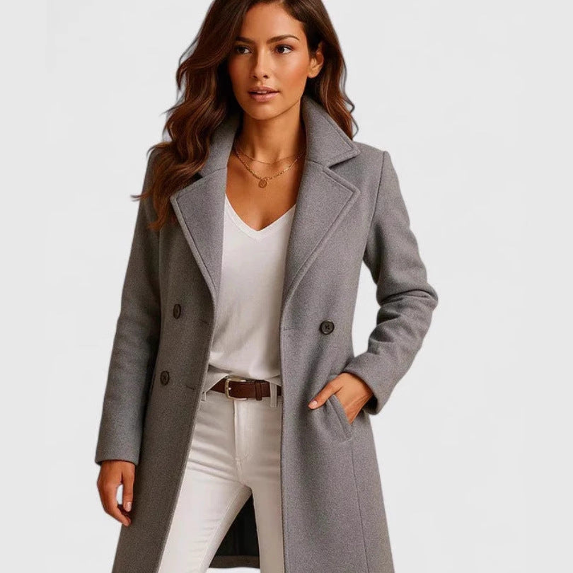 Single-breasted Mid-length Coat With Pockets Fashion Elegant Lapel Jacket Casual Long-sleeved Top Outwear Women's Clothing Viral Finds Hub