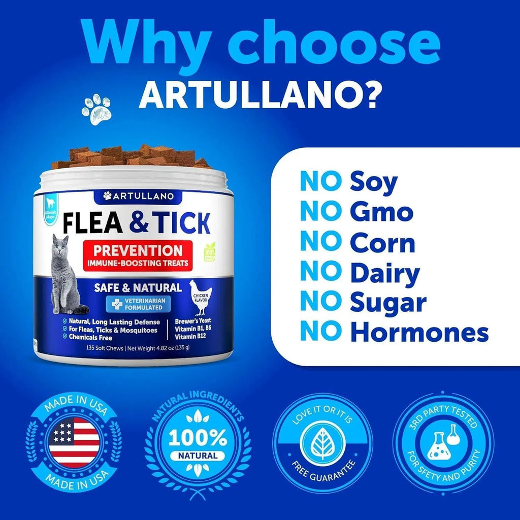 Flea Treatment For Cats Natural Flea And Tick Prevention Supplement For Cats Kittens Chewable Daily Oral Pills With Vitamins 135 Soft Chews Skin & Coat Dental Treats Digestion CANNOT Be Sold On Amazon Viral Finds Hub