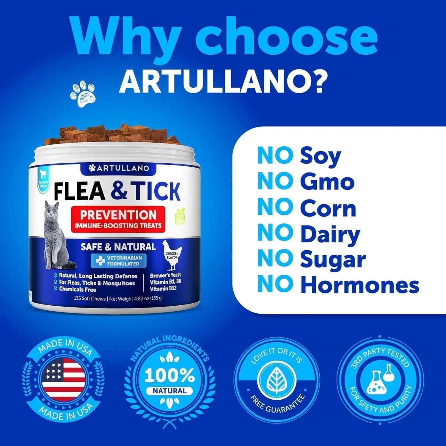 Flea Treatment For Cats Natural Flea And Tick Prevention Supplement For Cats Kittens Chewable Daily Oral Pills With Vitamins 135 Soft Chews Skin & Coat Dental Treats Digestion CANNOT Be Sold On Amazon Viral Finds Hub