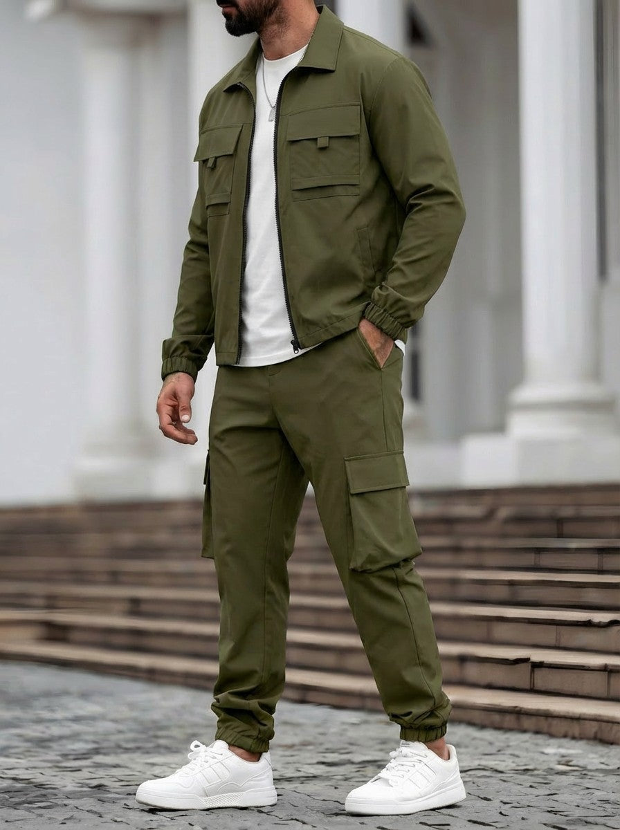 Mens Long-Sleeve Zip-Up Top And Pants Casual Workwear Set Viral Finds Hub