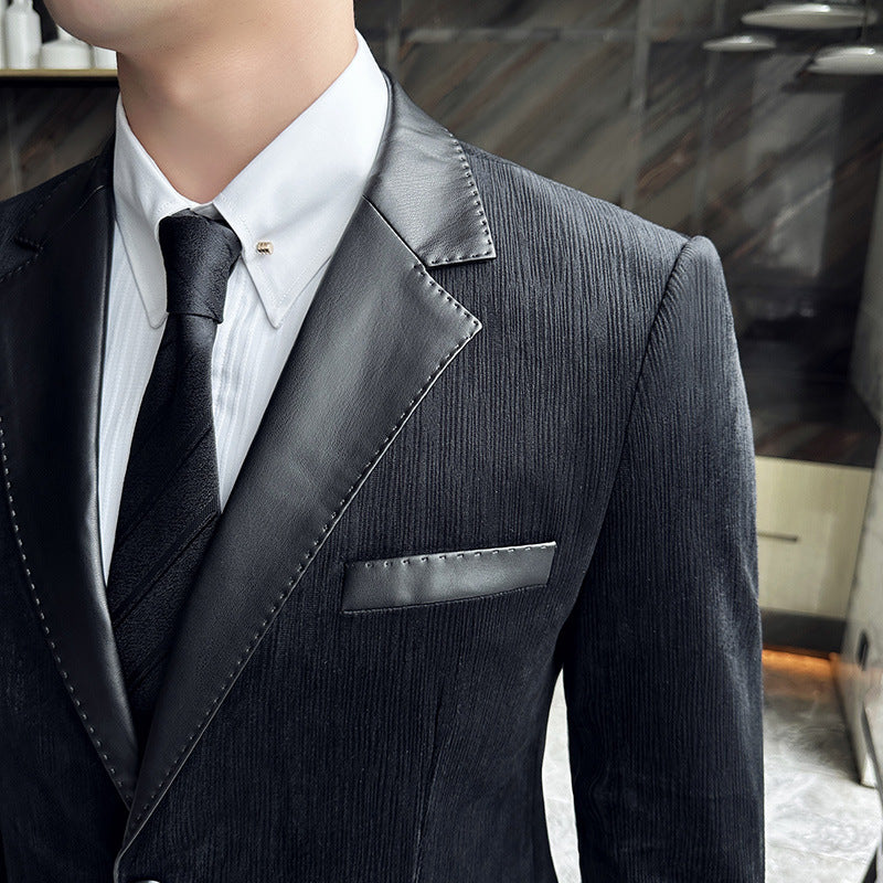 Men's Thick Slim-Fit Patchwork Leather Jacket Viral Finds Hub